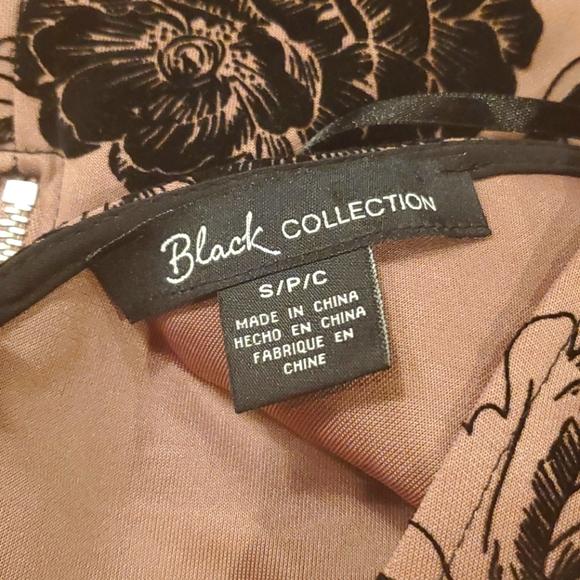 Mauve Midi Dress with black floral (velvet) Small - Picture 4 of 4